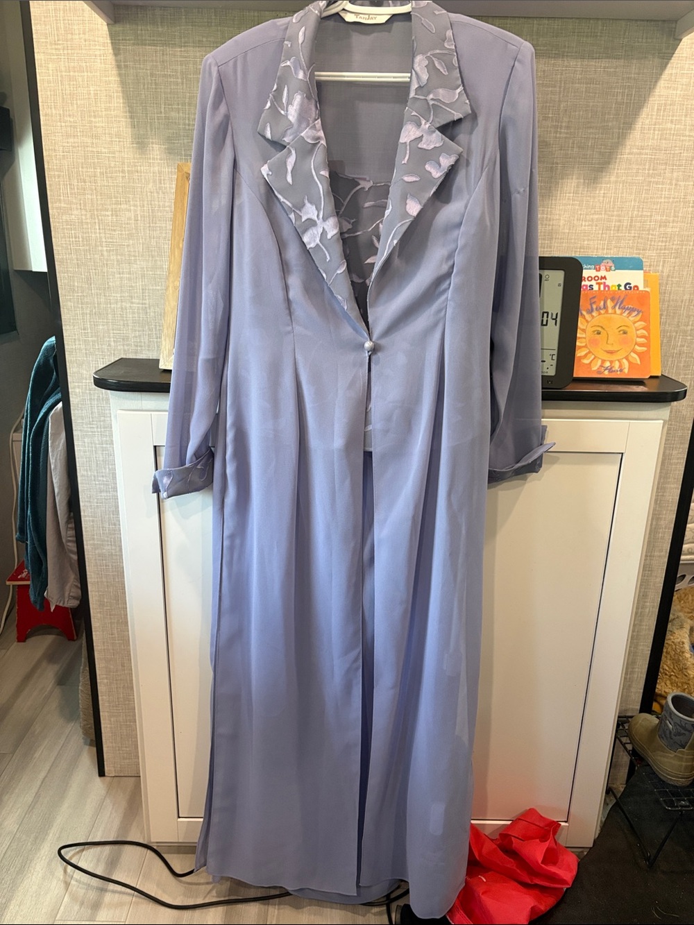 TanJay Lavender Maxi Dress with Patterned Collar